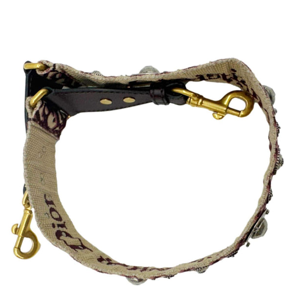 CHRISTIAN DIOR Studded Oblique Canvas Strap Burgundy