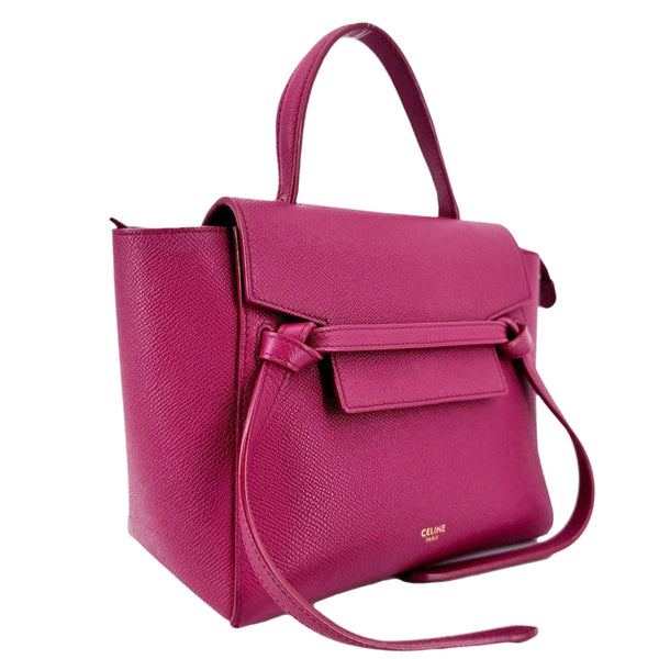 CELINE Micro Belt Grained Calfskin Leather Shoulder Bag Burgundy