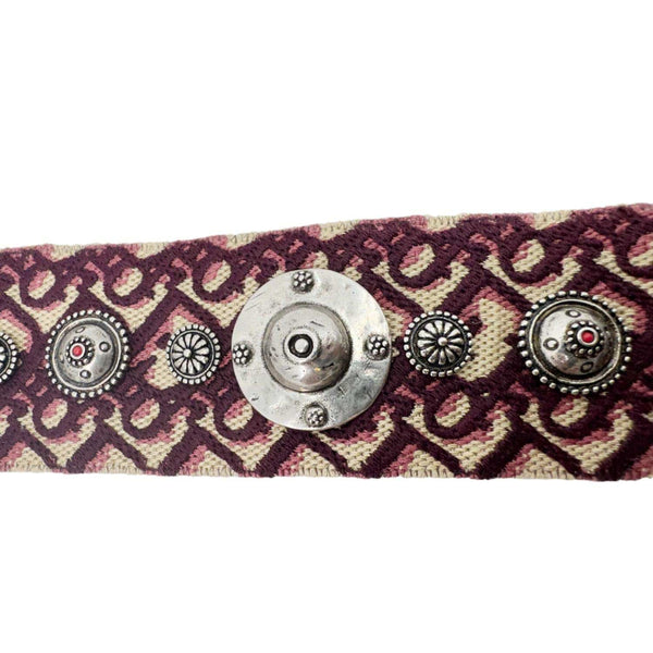 CHRISTIAN DIOR Studded Oblique Canvas Strap Burgundy