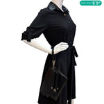 CHANEL Paris Hamburg Double Flap Chevron Leather Clutch Black