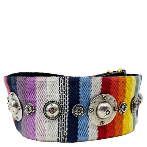CHRISTIAN DIOR  Studded Embroidered Canvas Shoulder Strap Rainbow