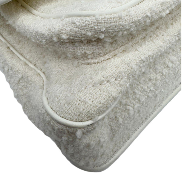 YVES SAINT LAURENT Niki Tweed Chain Crossbody Bag White