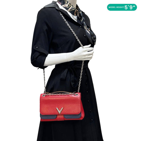 LOUIS VUITTON Very Chain Monogram Leather Chain Crossbody Bag Red
