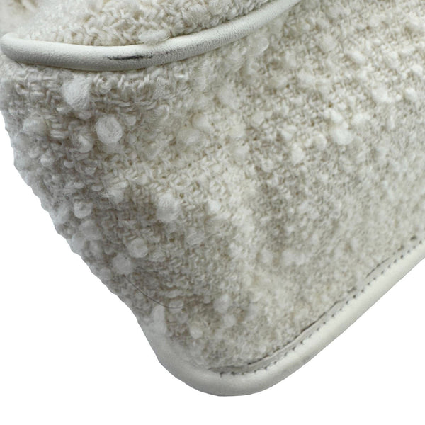 YVES SAINT LAURENT Niki Tweed Chain Crossbody Bag White