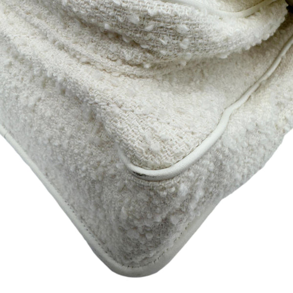 YVES SAINT LAURENT Niki Tweed Chain Crossbody Bag White