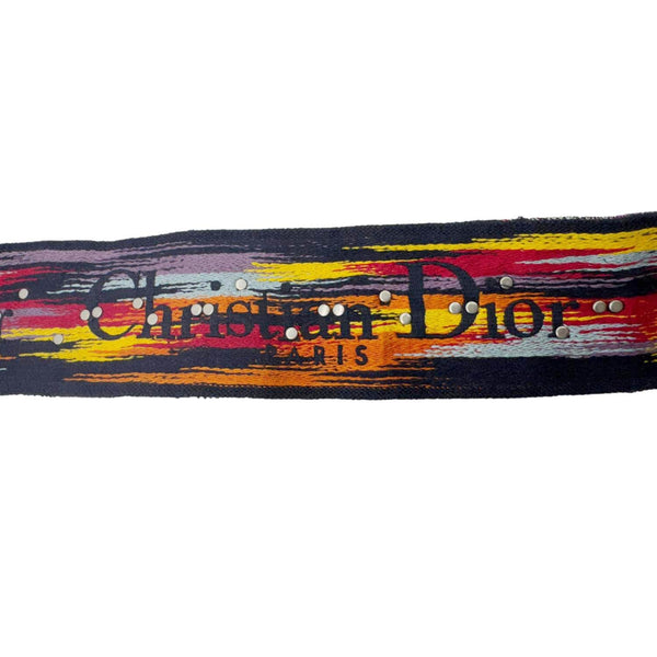 CHRISTIAN DIOR  Studded Embroidered Canvas Shoulder Strap Rainbow