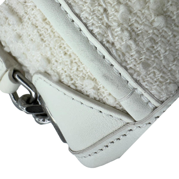 YVES SAINT LAURENT Niki Tweed Chain Crossbody Bag White