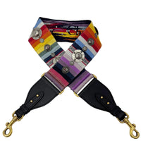 CHRISTIAN DIOR  Studded Embroidered Canvas Shoulder Strap Rainbow