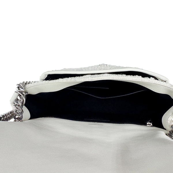 YVES SAINT LAURENT Niki Tweed Chain Crossbody Bag White