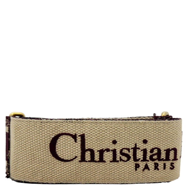 CHRISTIAN DIOR Embroidered Canvas Shoulder Strap Burgundy