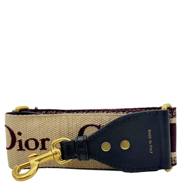 CHRISTIAN DIOR Embroidered Canvas Shoulder Strap Burgundy