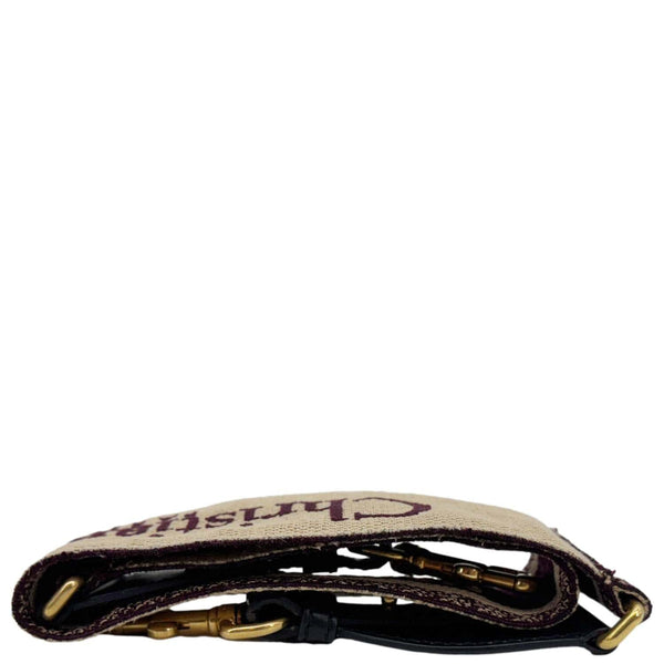 CHRISTIAN DIOR Embroidered Canvas Shoulder Strap Burgundy