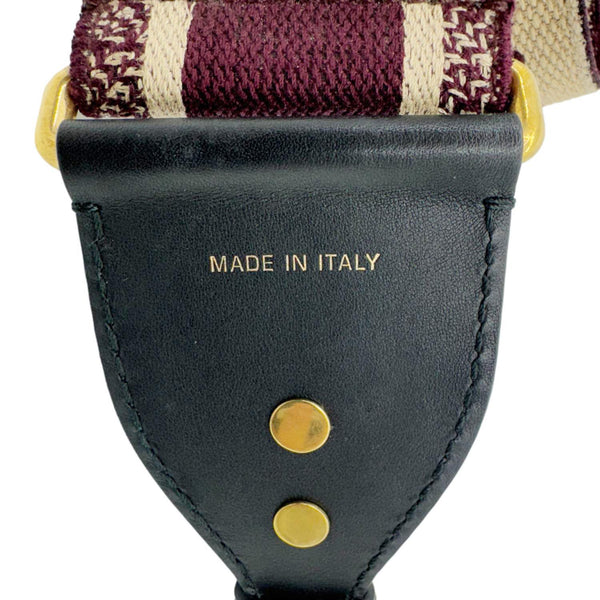 CHRISTIAN DIOR Embroidered Canvas Shoulder Strap Burgundy
