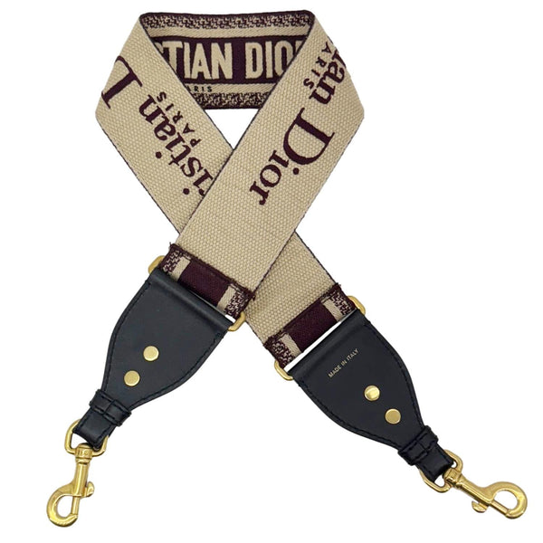 CHRISTIAN DIOR Embroidered Canvas Shoulder Strap Burgundy