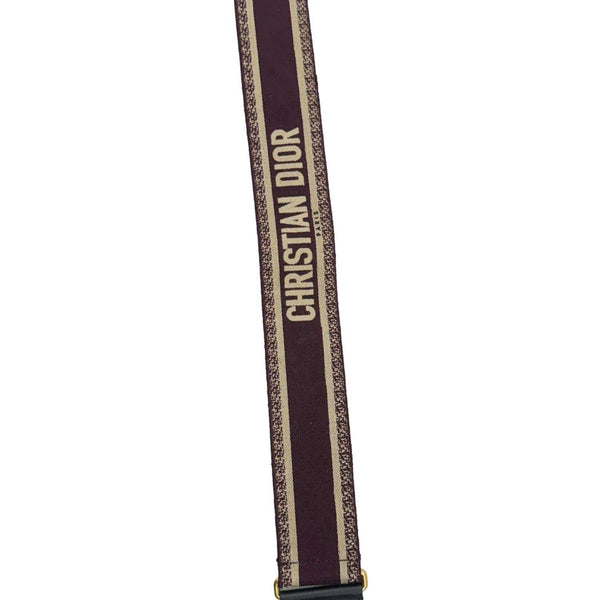 CHRISTIAN DIOR Embroidered Canvas Shoulder Strap Burgundy