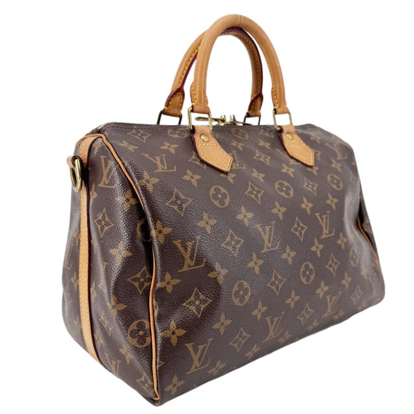 LOUIS VUITTON Speedy 30 Bandouliere Monogram Canvas Crossbody Bag Brown