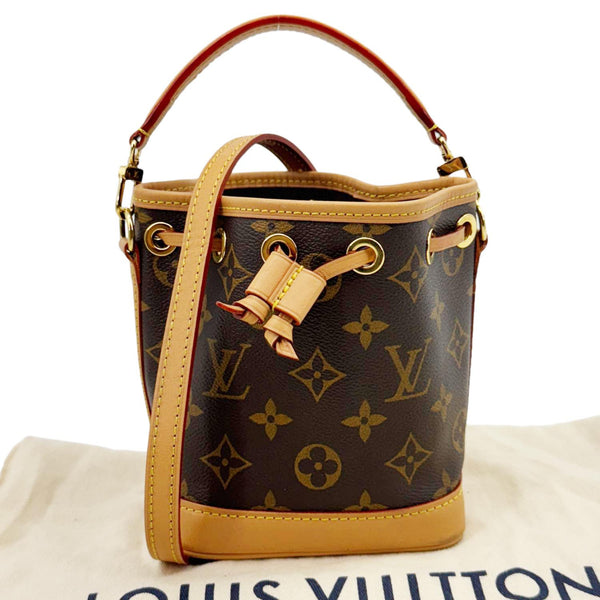 LOUIS VUITTON Nano Noe Monogram Canvas Crossbody Bag Brown