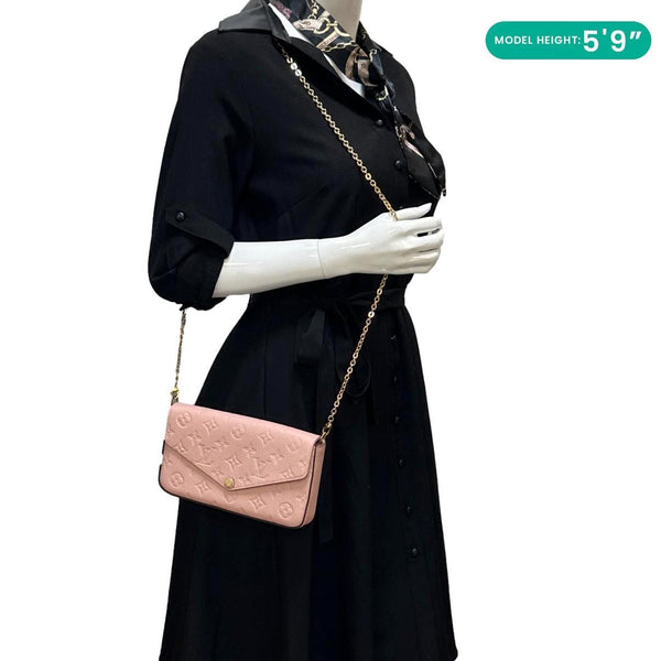 LOUIS VUITTON Felicie Pochette Epi Leather Crossbody Bag Pink