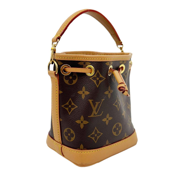 LOUIS VUITTON Nano Noe Monogram Canvas Crossbody Bag Brown