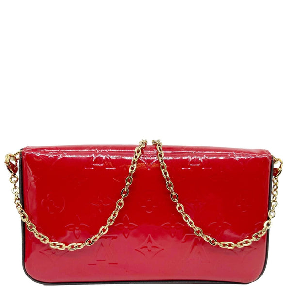 LOUIS VUITTON Felicie Pochette Monogram Vernis Crossbody Bag Red