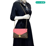 LOUIS VUITTON Pallas Chain Monogram Canvas Crossbody Bag Brown
