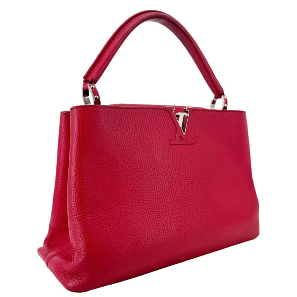 LOUIS VUITTON Capucines MM Taurillon Leather Satchel Bag Red