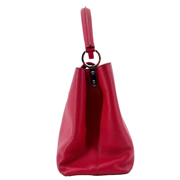 LOUIS VUITTON Capucines MM Taurillon Leather Satchel Bag Red