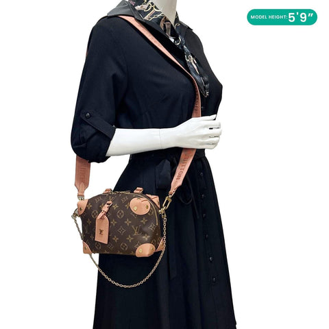 LOUIS VUITTON Petite Malle Souple Monogram Canvas Shoulder Bag Brown