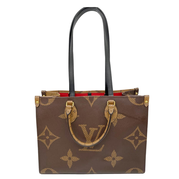 LOUIS VUITTON Onthego MM Giant Monogram Reverse Canvas Tote Bag Brown
