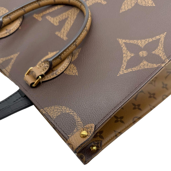 LOUIS VUITTON Onthego MM Giant Monogram Reverse Canvas Tote Bag Brown