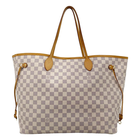 LOUIS VUITTON Neverfull GM Damier Azur Tote Shoulder Bag White