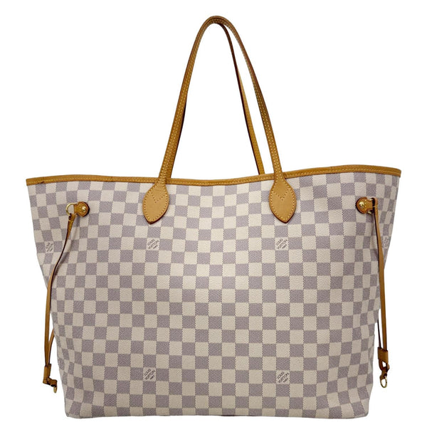 LOUIS VUITTON Neverfull GM Damier Azur Tote Shoulder Bag White