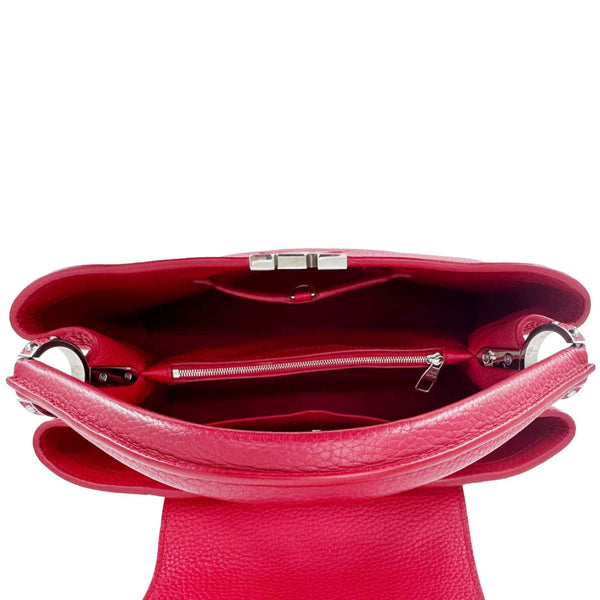 LOUIS VUITTON Capucines MM Taurillon Leather Satchel Bag Red