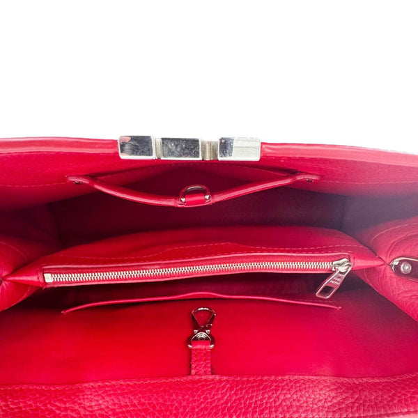 LOUIS VUITTON Capucines MM Taurillon Leather Satchel Bag Red