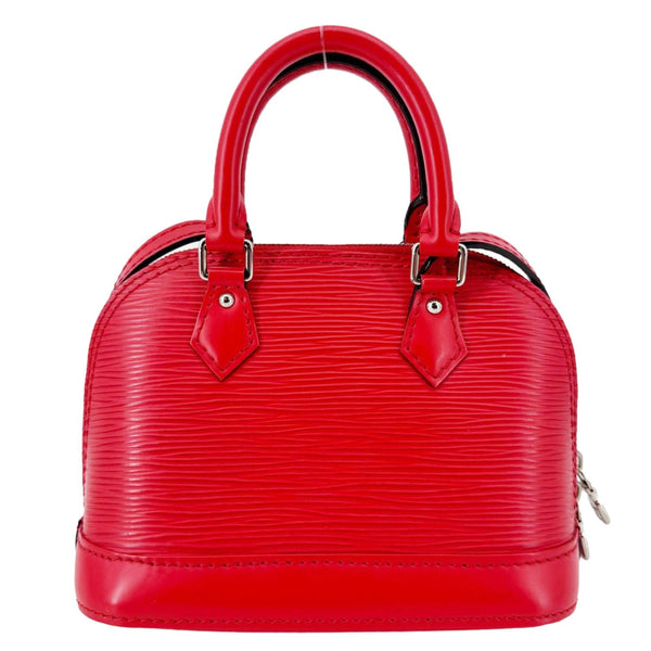 LOUIS VUITTON Nano Alma Epi Leather Satchel Bag Red