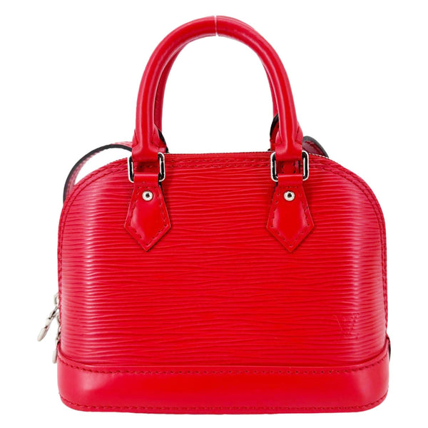 LOUIS VUITTON Nano Alma Epi Leather Satchel Bag Red