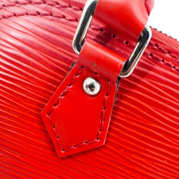 LOUIS VUITTON Nano Alma Epi Leather Satchel Bag Red