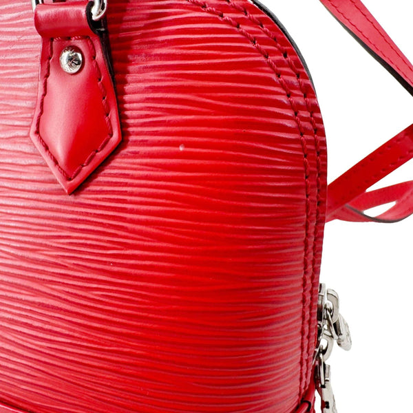 LOUIS VUITTON Nano Alma Epi Leather Satchel Bag Red