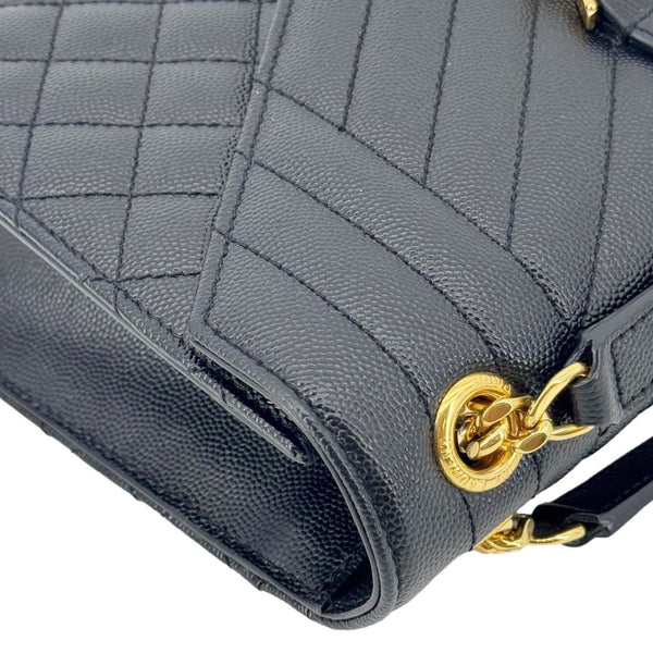 YVES SAINT LAURENT Envelope Flap Quilted Caviar Leather Chain Shoulder Bag Black