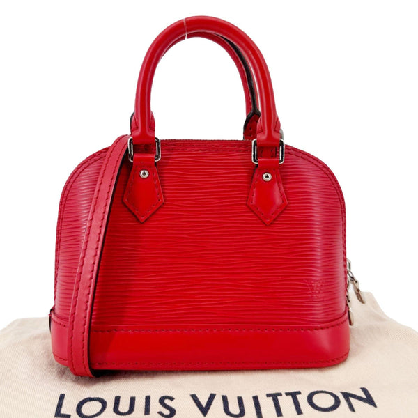 LOUIS VUITTON Nano Alma Epi Leather Satchel Bag Red