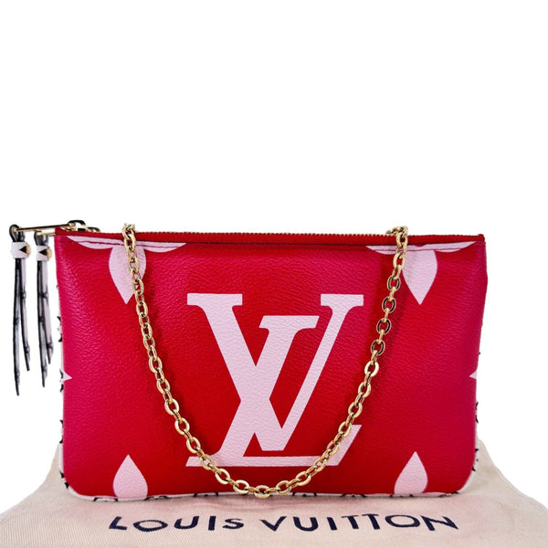 LOUIS VUITTON Double Zip Pochette Giant Monogram Jungle Crossbody Bag Red