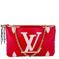 LOUIS VUITTON Double Zip Pochette Giant Monogram Jungle Crossbody Bag Red