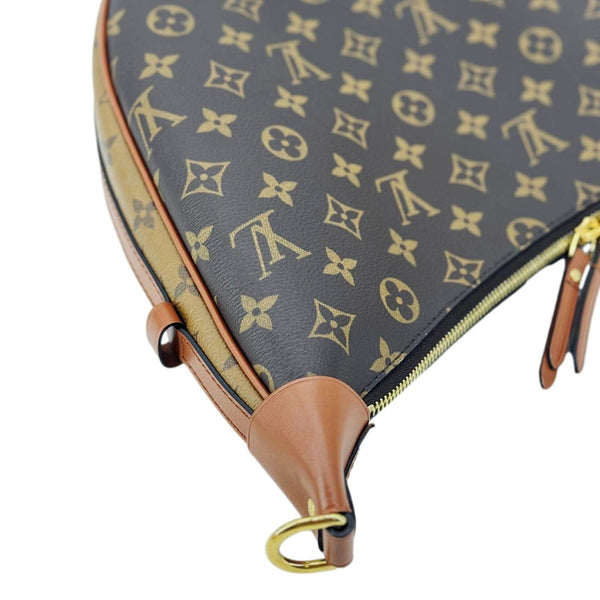 LOUIS VUITTON Loop Reverse Monogram Canvas Hobo Shoulder Bag Brown