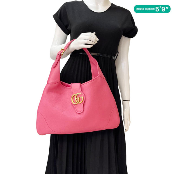 GUCCI Aphrodite Medium Leather Shoulder Bag Pink 726274
