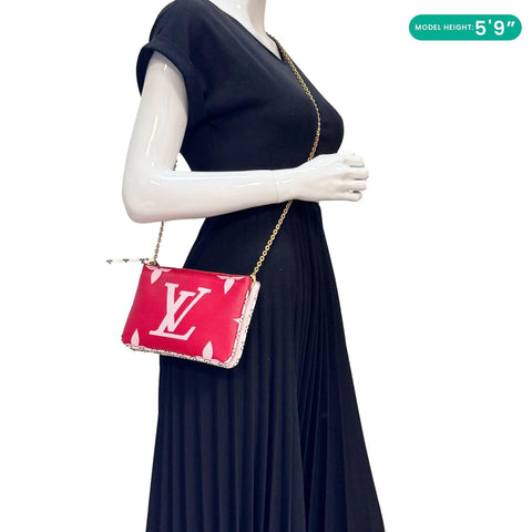 LOUIS VUITTON Double Zip Pochette Giant Monogram Jungle Crossbody Bag Red