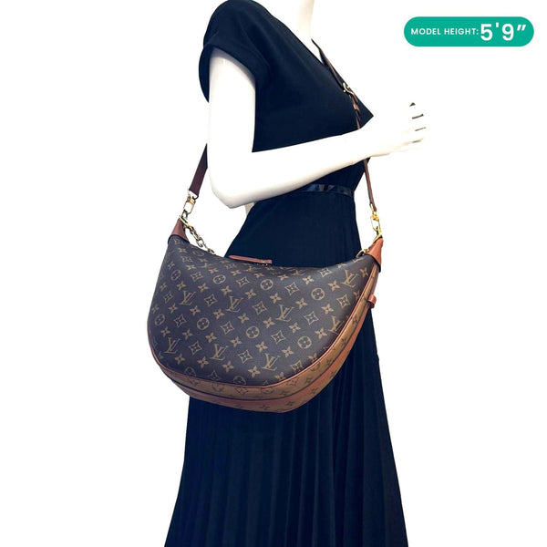 LOUIS VUITTON Loop Reverse Monogram Canvas Hobo Shoulder Bag Brown
