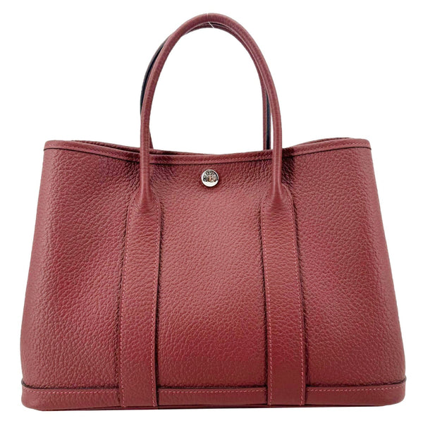 HERMES Garden Party 30 TPM Leather Tote Bag Maroon