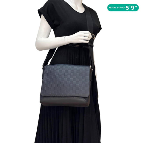 Louis Vuitton District Navy Blue Damier Infini Messenger Bag - Model Wearing