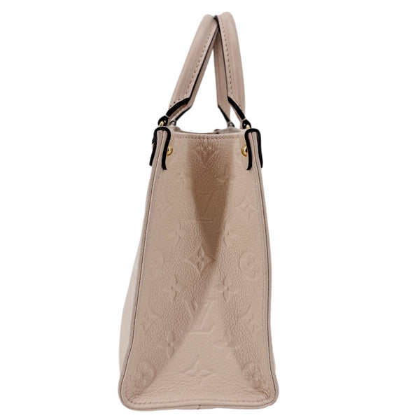 LOUIS VUITTON Onthego PM Giant Monogram Empreinte Leather Satchel Bag Cream