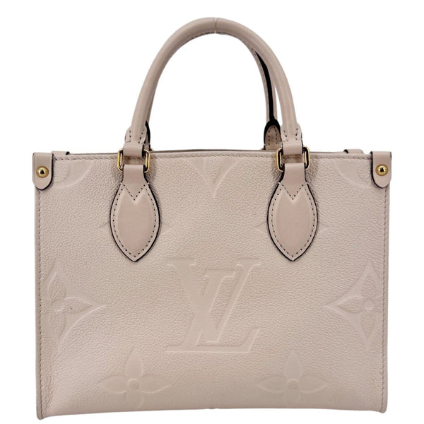 LOUIS VUITTON Onthego PM Giant Monogram Empreinte Leather Satchel Bag Cream